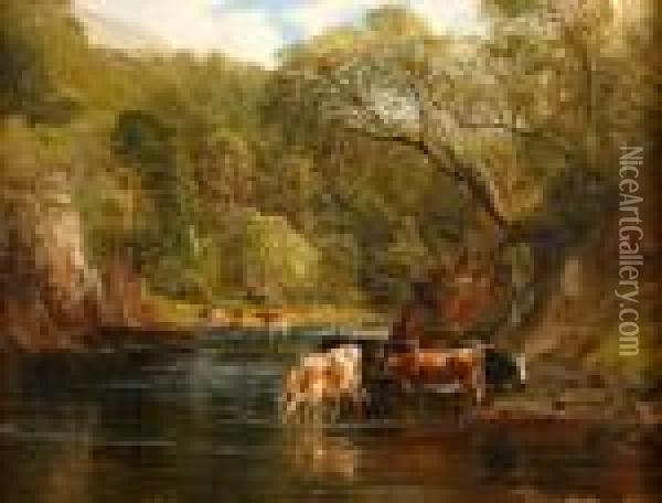 Watering In The River Awe Oil Painting - Frederick Richard Lee