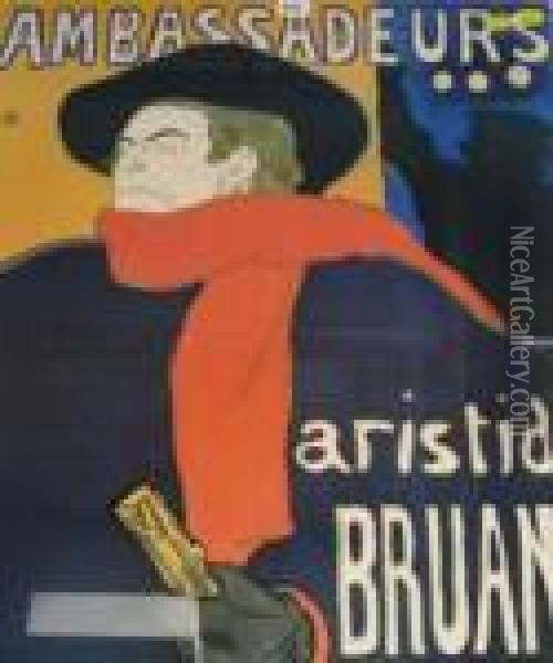 Ambassadeurs Aristide Bruant Dans Son Cabaret Oil Painting - Henri De Toulouse-Lautrec