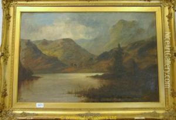 A Highland Lake Landscape Oil Painting - Frances E. Jamieson
