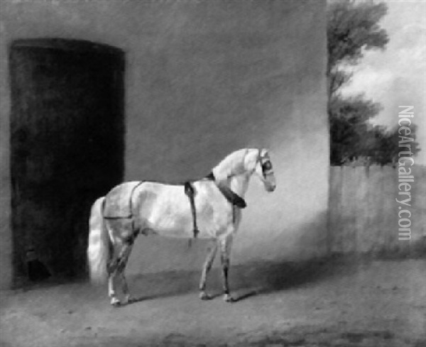 Carriage Horse By His Stable Oil Painting - Edmund Bristow