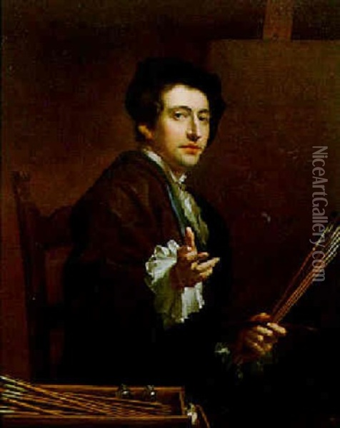 Self Portrait Of The Artist At His Easel Oil Painting - George de Marees