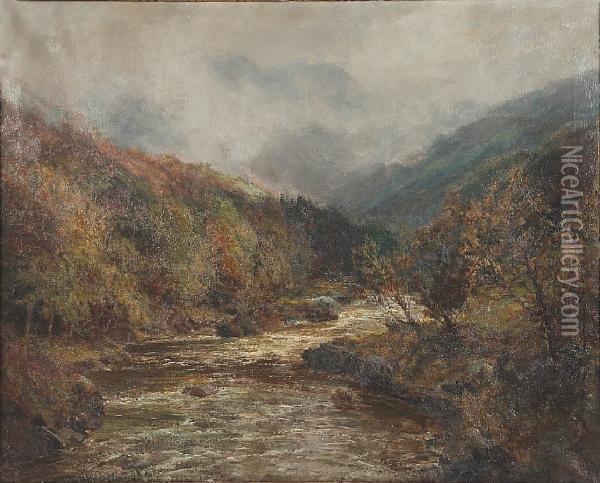 A Mountainous Landscape With Rocky Stream Oil Painting - John Falconar Slater