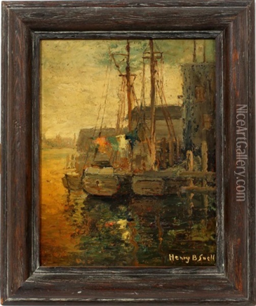 Harbor And Boats Oil Painting - Henry Bayley Snell