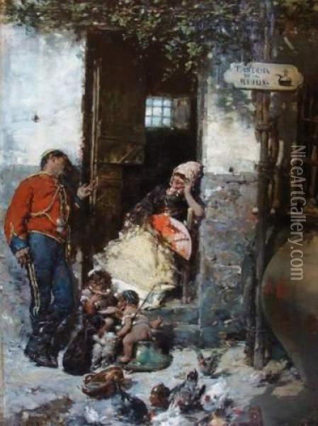 Taberna De La Biuda. Oil Painting - Lorenzo Casanova Ruiz