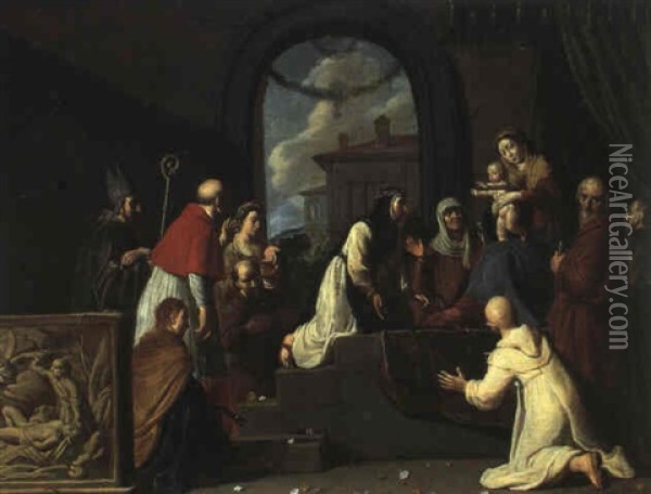 Vierge A L'enfant Entouree De Saints Oil Painting - Jacob Symonsz Pynas