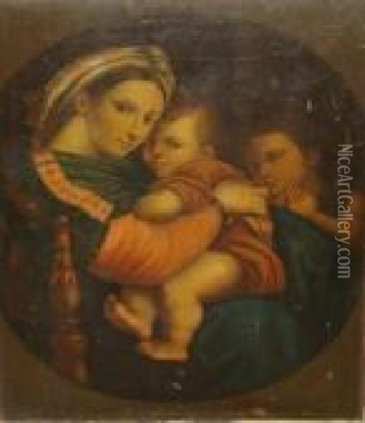 Madonna And Child With St.john Oil Painting - Raphael (Raffaello Sanzio of Urbino)