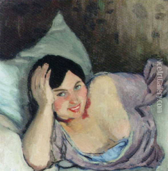 Femme Allongee Oil Painting - Louis Anquetin