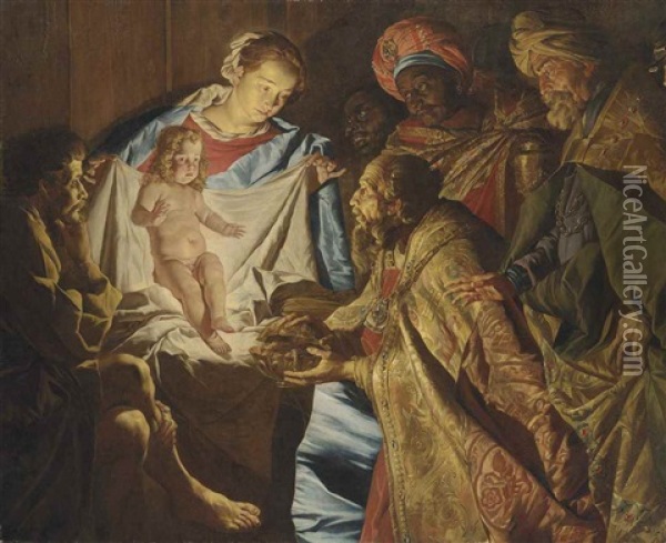 The Adoration Of The Magi Oil Painting - Matthias Stom