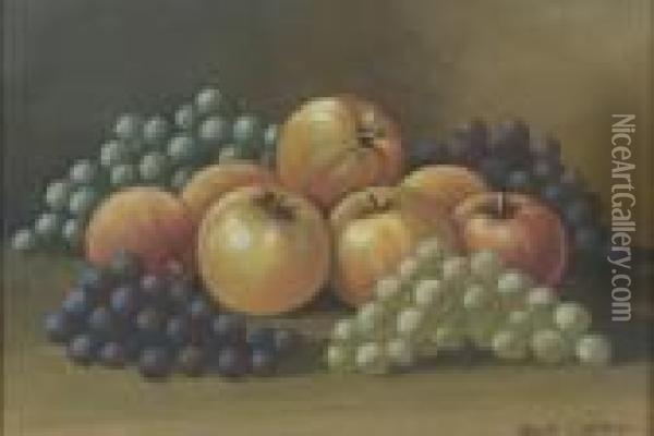 Still Life Of Apples Andgrapes Oil Painting - Bryant Chapin