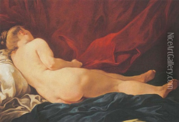 Femme Nue Allongee, Vue De Dos Oil Painting - Francois van Loo
