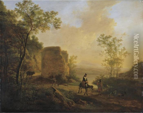 A Southern Landscape With A Ruin Oil Painting - Jan Both
