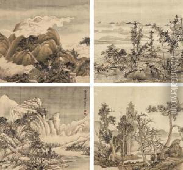 Minature Scenery Of Jiangnan Oil Painting - Fang Shishu