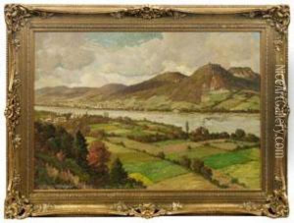 Impressionistische Rheinlandschaft Mit Dem Drachenfels Bei Konigswinter Oil Painting - Paul Putzhofen-Hambuchen