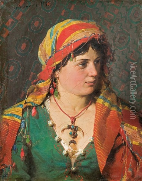 Gypsy Oil Painting - Kazimierz Alchimowicz