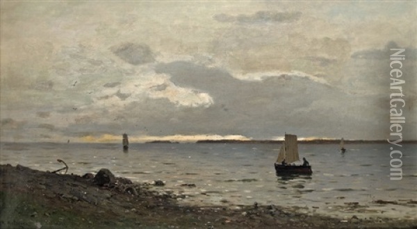 Evening On The Swedish Coast Oil Painting - Axel Wilhelm Nordgren