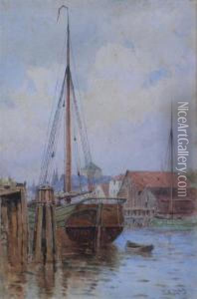 Continental Harbour Scene Oil Painting - Walter William May