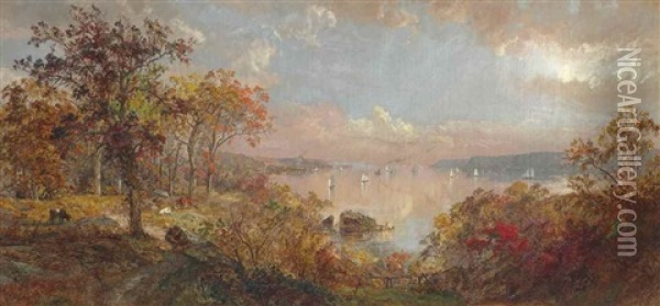 October On The Hudson Oil Painting - Jasper Francis Cropsey