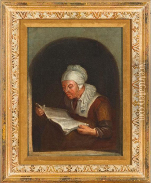 Dutch Maid Reading In A Niche Oil Painting - Gerrit Dou