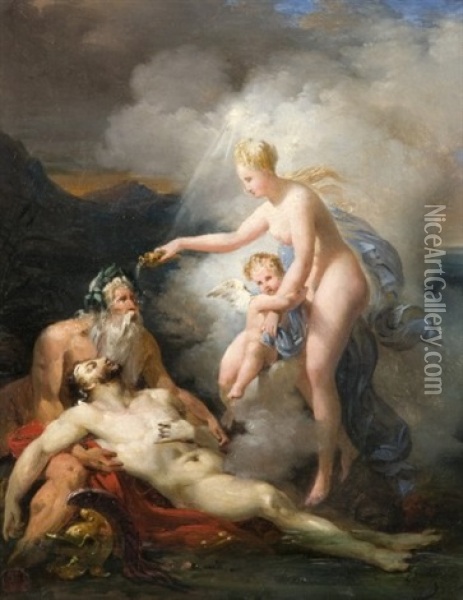 Venus Protegeant Le Corps D'hector De La Corruption Oil Painting - Merry-Joseph Blondel