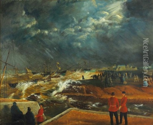 The Great Storm Of Oil Painting - Otto Landsberg