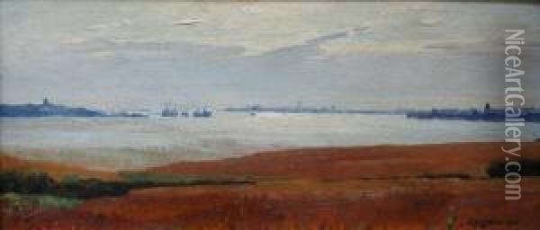 Estuary View, Possibly Near Erwarton Oil Painting - Frederick George Cotman