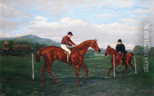 Le Mont Valorien Vu Du Champ De Courses De Longchamps Oil Painting - Geo Arnull