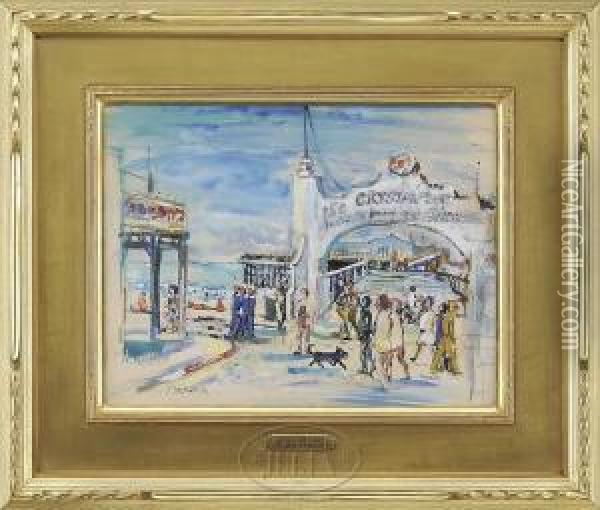 Summer Day At The Pier Oil Painting - Frederick R. Wagner