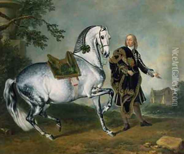 The Dappled Horse Scarramuie en Piaffe Oil Painting - J.G. & Brand, J.C. Hamilton