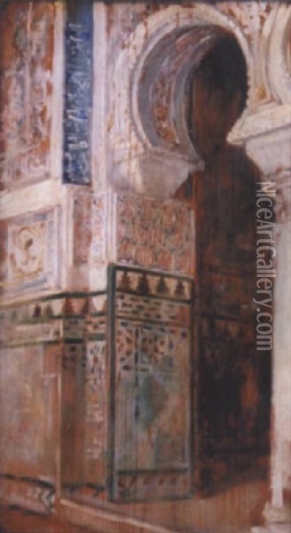 Patio Oriental, L'alhambra Oil Painting - Leon Francois Comerre