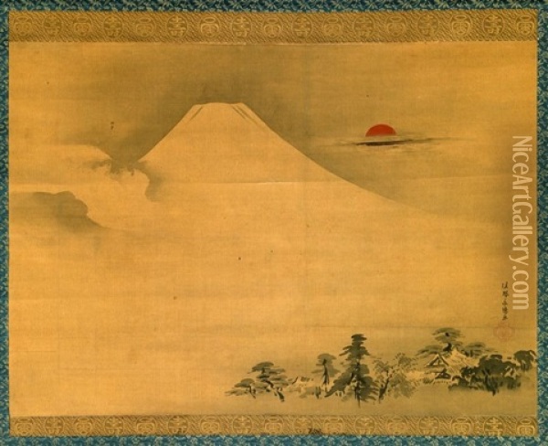 Le Mont Fuji Oil Painting - Kano Eitaku