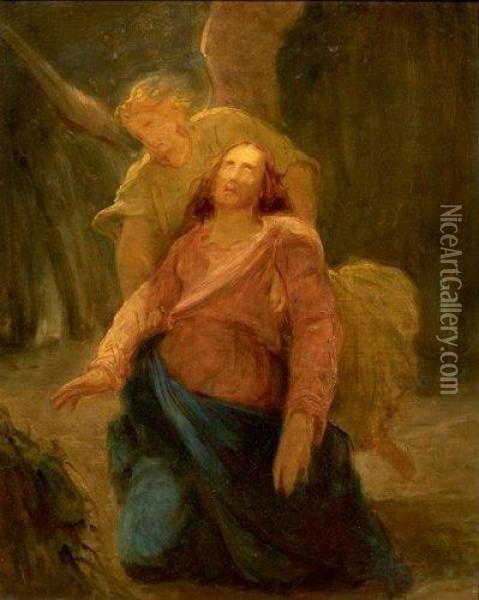 Le Christ Soutenu Par Un Ange Oil Painting - Octave Tassaert