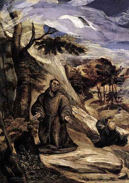 St Francis Receiving the Stigmata 1570-72 Oil Painting - El Greco (Domenikos Theotokopoulos)