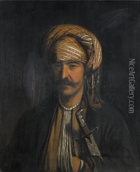 Portrait Of Edward John Trelawny In Albanian Dress Oil Painting - Thomas Phillips