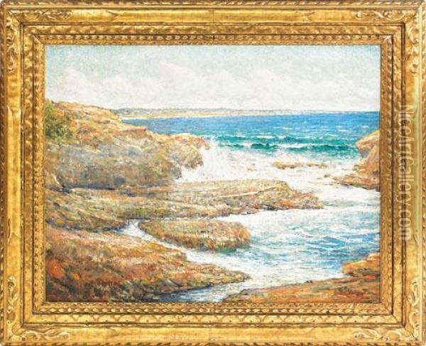 Incoming Tide Ogunquit Maine Oil Painting - Cullen Yates