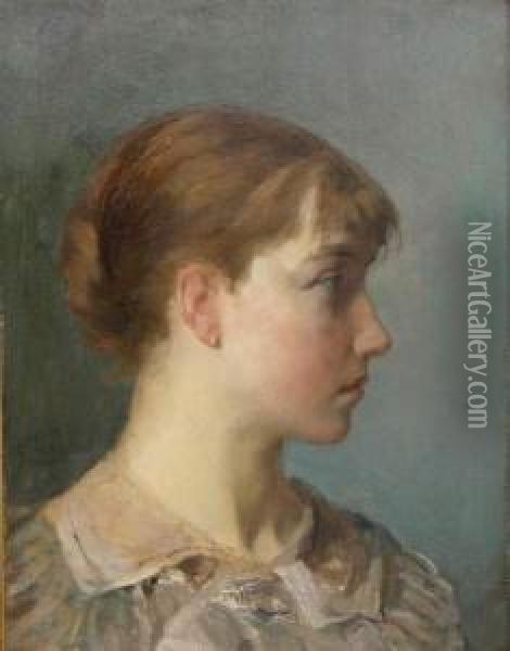 Portrait De Jeune Femme Oil Painting - Gustave Vanaise