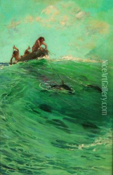 Big Game Fishing Oil Painting - Charles Napier Hemy