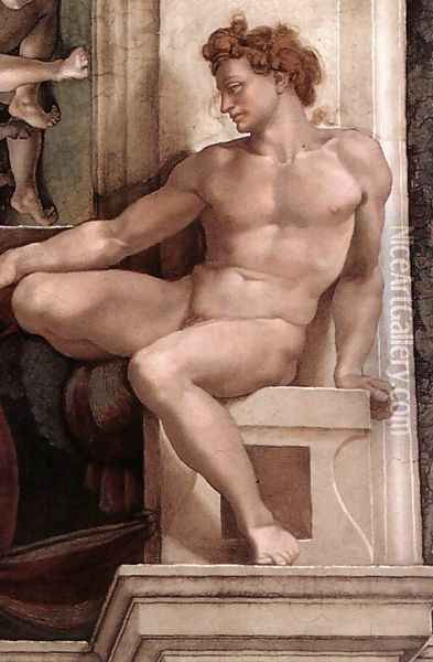 Ignudo -5 1509 Oil Painting - Michelangelo Buonarroti