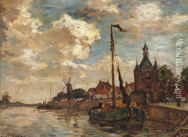The Harbour Of Hoorn With The Hoofdtoren Oil Painting - Charles Dankmeijer