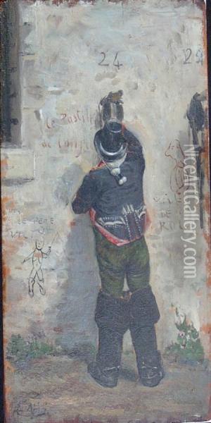 The Graffitist Oil Painting - Edmond Andre