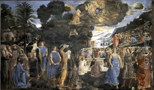 Tables of the Law with the Golden Calf Oil Painting - Cosimo Rosselli