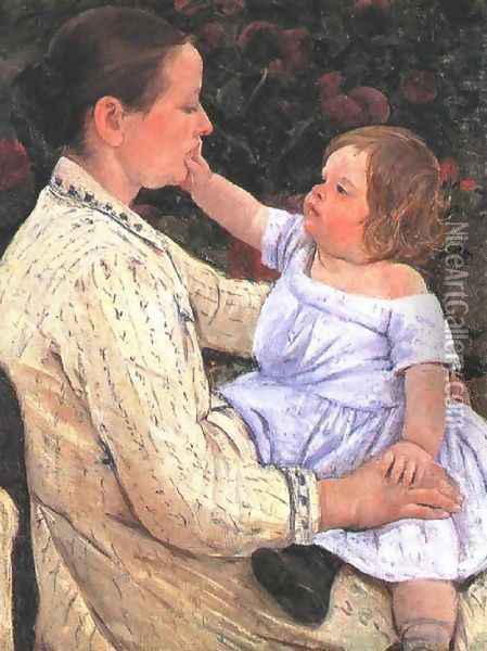 The Childs Caress Oil Painting - Mary Cassatt