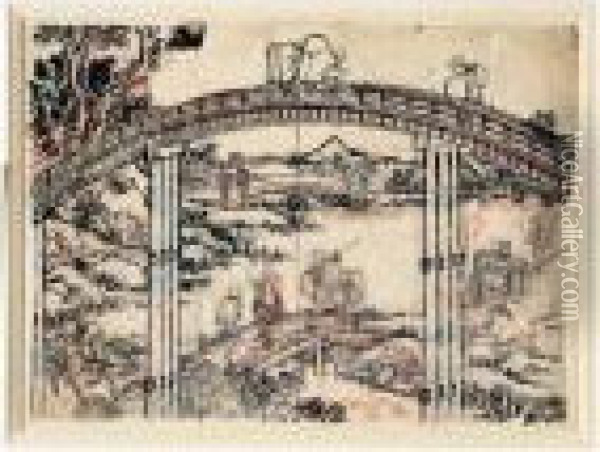 Dessin Preparatoire Et Planche Du Livre Les Cent Vues Du Mont Fuji Oil Painting - Katsushika Hokusai
