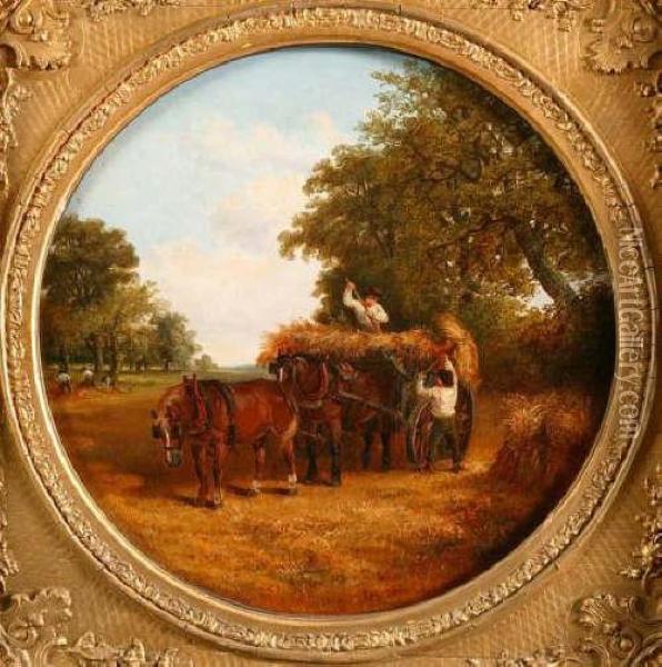 Figures Loading Thehay Cart Oil Painting - Thomas Smythe
