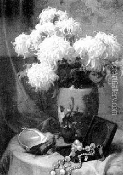 Stilleben Mit Chrysanthemenstraus Oil Painting - Wilhelm Menzler