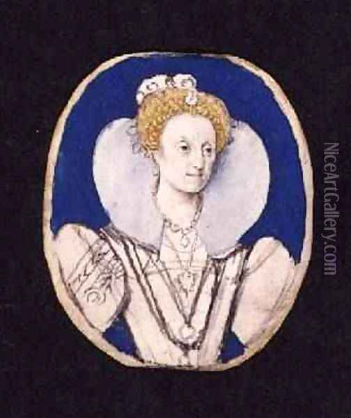 Elizabeth I miniature portrait Oil Painting - Isaac Oliver