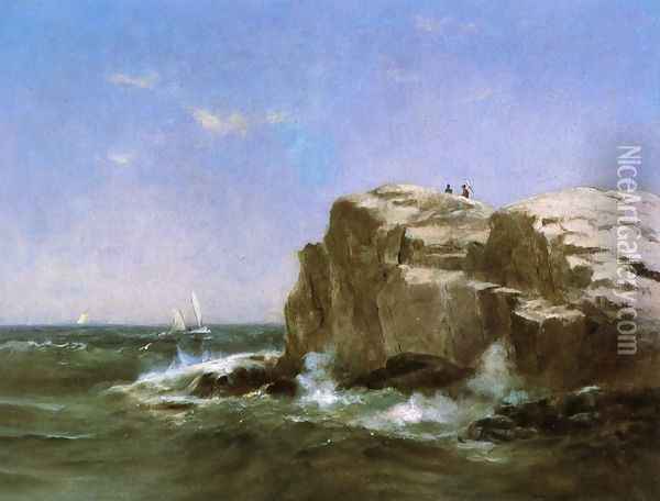 Coastal Rocks Oil Painting - Warren W. Sheppard