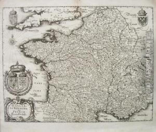 Gallia-mapa Krolestwa Francji Oil Painting - Matthaus the Elder Merian