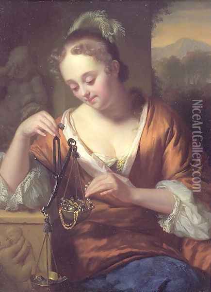 Allegory of Virtues and Riches, c.1667 Oil Painting - Godfried Schalcken