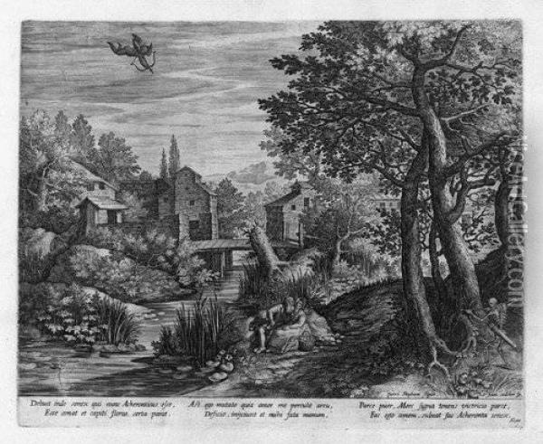 Die Landschaft Mit Dem Ungleichen Paar, Das Vom Tode Bedroht Wird, Nach Oil Painting - Johannes I Sadeler