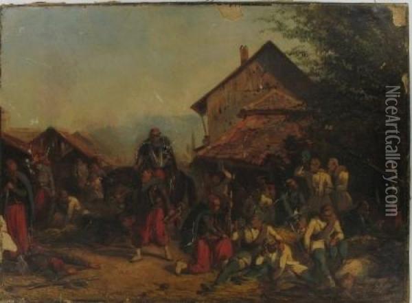 Scene De La Guerre De Crimee Oil Painting - Eugene Bellange